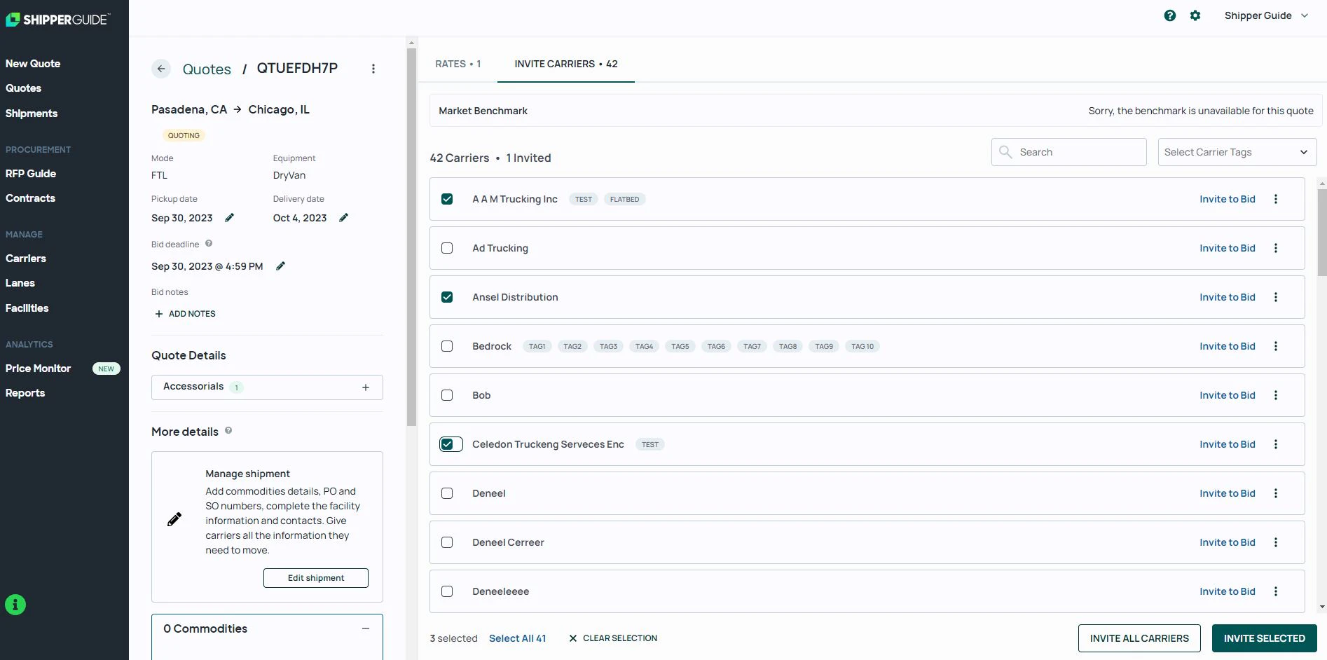 screenshot of ShipperGuide TMS
